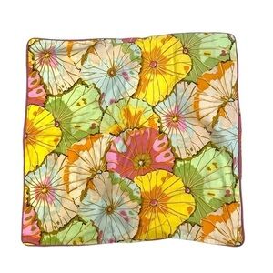 Kaffe Fassett Lotus Leaf Throw Pillow Cover 17.5” Square Handmade Pink Piping